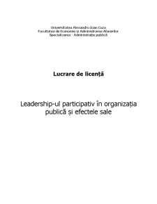 Leadership-ul participativ în organizația publică și efectele sale - Pagina 1