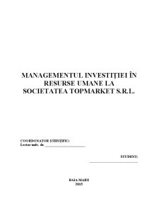 Managementul investiției în resurse umane la TopMarket - Pagina 1