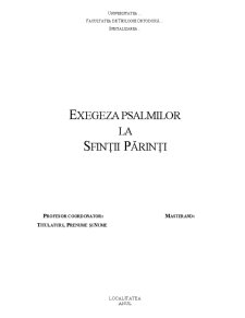 Exegeza Psalmilor la Sfinții Părinți - Pagina 1