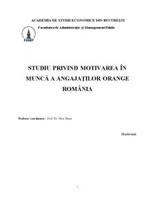 Studiu privind motivarea în muncă a angajaților Orange România - Pagina 1