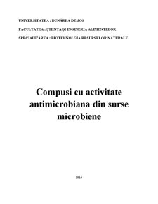 Compuși cu activitate antimicrobiană din surse microbiene - Pagina 1