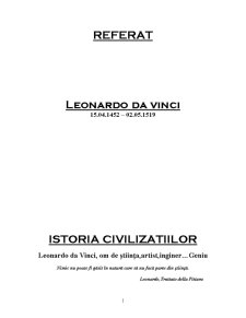 Istoria civilizațiilor - Leonardo Da Vinci - Pagina 1