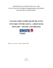 Analiza indicatorilor din bilanțul contabil pentru banca Erste Bank Hungary pentru anii 2006-2012 - Pagina 1