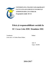 Etică și responsabilitate socială la SC Coca-Cola HBC România SRL - Pagina 1