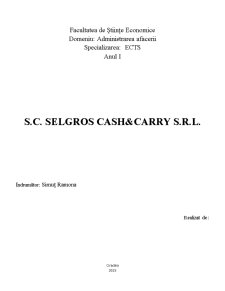 SC Selgros Cash Carry SRL - Pagina 1