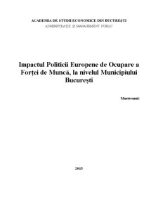 Impactul politicii europene de ocupare a forței de muncă, la nivelul Municipiului București - Pagina 1