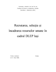 Recrutarea, selecția și încadrarea resurselor umane în cadrul DLEP Iași - Pagina 1