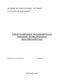 Particularitățile managementului strategic în organizațiile neguvernamentale - Pagina 1