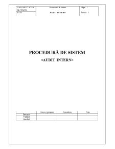 Procedură de sistem - audit intern - Pagina 1