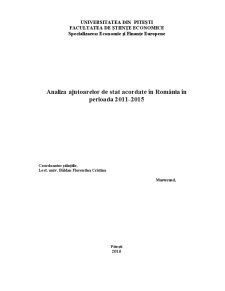 Analiza ajutoarelor de stat acordate în Româna în perioada 2011-2015 - Pagina 1