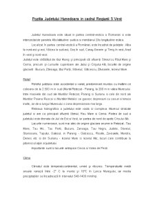 Pozitia Judetului Hunedoara in Cadrul Regiunii 5 Vest - Pagina 1