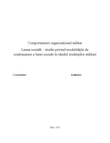 Lenea socială - studiu privind modalitățile de contracarare a lenei sociale în rândul studenților militari - Pagina 1