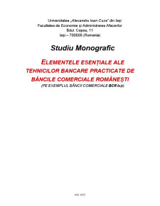 Elementele esențiale ale tehnicilor bancare practicate de băncile comerciale românești - Pagina 1