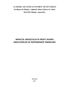Impactul impozitului pe profit asupra indicatorilor de performanță financiară - Pagina 1