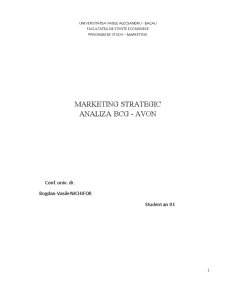 Marketing strategic - Analiza BCG - Avon - Pagina 1