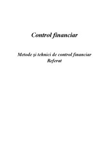Metode și tehnici de control financiar - Pagina 1