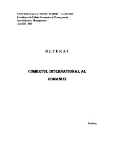 Comerțul internațional al României - Pagina 1