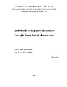 Activitățile de inginerie financiară - Inovația financiară și efectele sale - Pagina 1