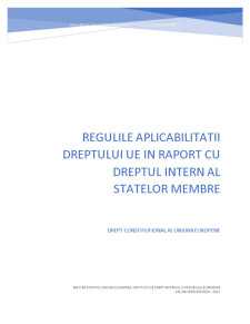 Regulile aplicabilității dreptului UE în raport cu dreptul intern al statelor membre - Pagina 1