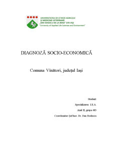Diagnoză socio economică, Comuna Vânători, județul Iași - Pagina 1