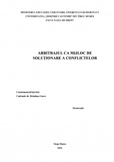 Arbitrajul ca mijloc de soluționare a conflictelor - Pagina 1