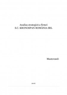 Analiza strategică a firmei SC Kronospan România SRL - Pagina 1
