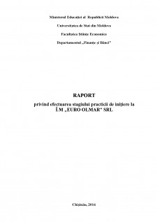 Raport privind efectuarea stagiului practicii de inițiere la I.M Euro Olmar SRL - Pagina 1