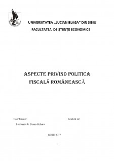 Aspecte privind politica fiscală românească - Pagina 1