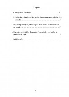 Rolul fonologiei în dezvoltarea premiselor citit-scrisului - Pagina 1