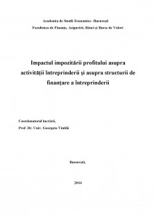 Impactul impozitării profitului asupra activității întreprinderii și asupra structurii de finanțare a întreprinderii - Pagina 1