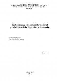 Perfecționarea sistemului informațional privind cheltuielile de producție și costurile - Pagina 2