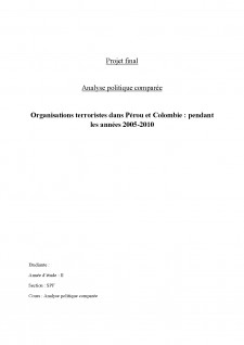 Organisations terroristes dans Perou et Colombie - Pendant les annees 2005-2010 - Pagina 1