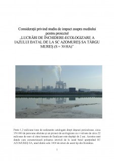 Lucrări de închidere-ecologizare a iazului Batal de la SC Azomureș SA Târgu Mureș - Pagina 1