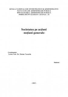 Societatea pe acțiuni - noțiuni generale - Pagina 1
