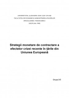 Strategii monetare de contractare a efectelor crizei recente în țările din Uniunea Europeană - Pagina 1