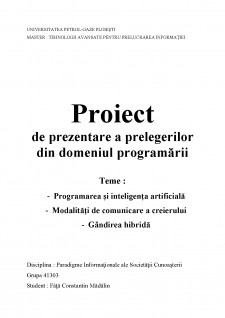Proiect de prezentare a prelegerilor din domeniul programării - Pagina 1