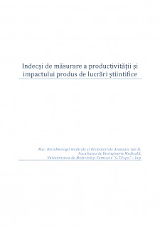Indecși de măsurare a productivității și impactului produs de lucrări știintifice - Pagina 1