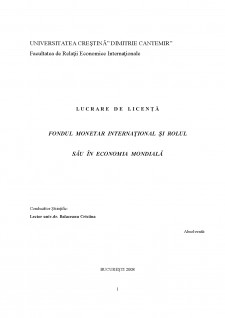 Fondul monetar internațional și rolul sau în economia mondială - Pagina 1