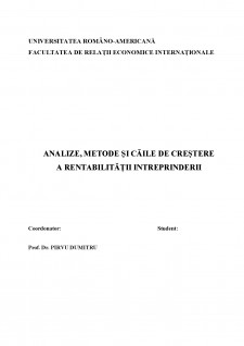 Analize - Metode și căile de creștere a rentabilității întreprinderii - Pagina 1