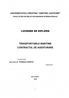 Transporturile maritime - Contractul de agenturare - Pagina 1
