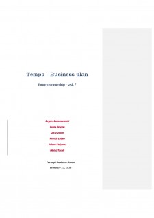 Tempo - Business plan - Pagina 1