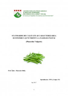 Standarde de calitate și caracterizarea economică și nutritivă a fasolei-păstăi - Pagina 1