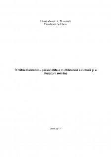 Dimitrie Cantemir - Personalitate multilaterală a culturii și a literaturii române - Pagina 1