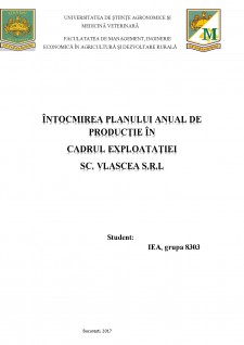 Întocmirea planului anual de producție în cadrul exploatației SC Vlascea SRL - Pagina 1