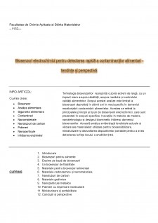 Biosenzori electrochimici pentru detectarea rapidă a contaminanților alimentari - Tendințe și perspectivă - Pagina 1