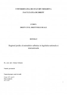 Regimul juridic al animalelor sălbatice în legislația națională și internațională - Pagina 1