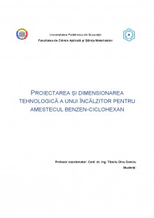 Proiectarea și dimensionarea tehnologică a unui încălzitor pentru amestecul benzen-ciclohexan - Pagina 1