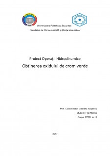 Operații hidrodinamice - Obținerea oxidului de crom verde - Pagina 1