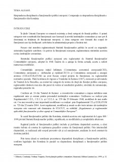 Răspunderea disciplinară a funcționarilor publici Europeni - Comparație cu răspunderea disciplinară a funcționarilor din România - Pagina 1