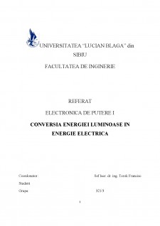 Conversia energiei luminoase în energie electrică - Pagina 1